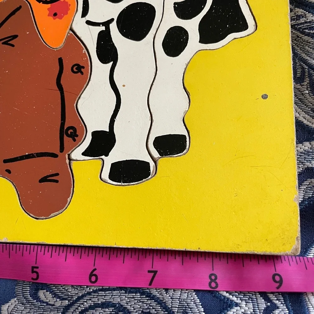 Vintage 60s  Cowboy Wood Puzzle 275-46 11 Pieces Western Horse Retro Toy